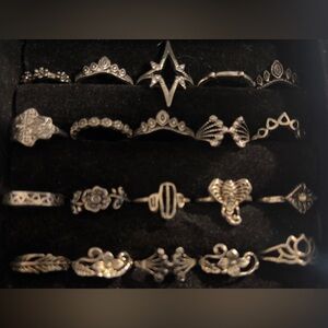 Elegant Fun Vintage Silver Ring Set of 20 - Women sizes vary 4-6